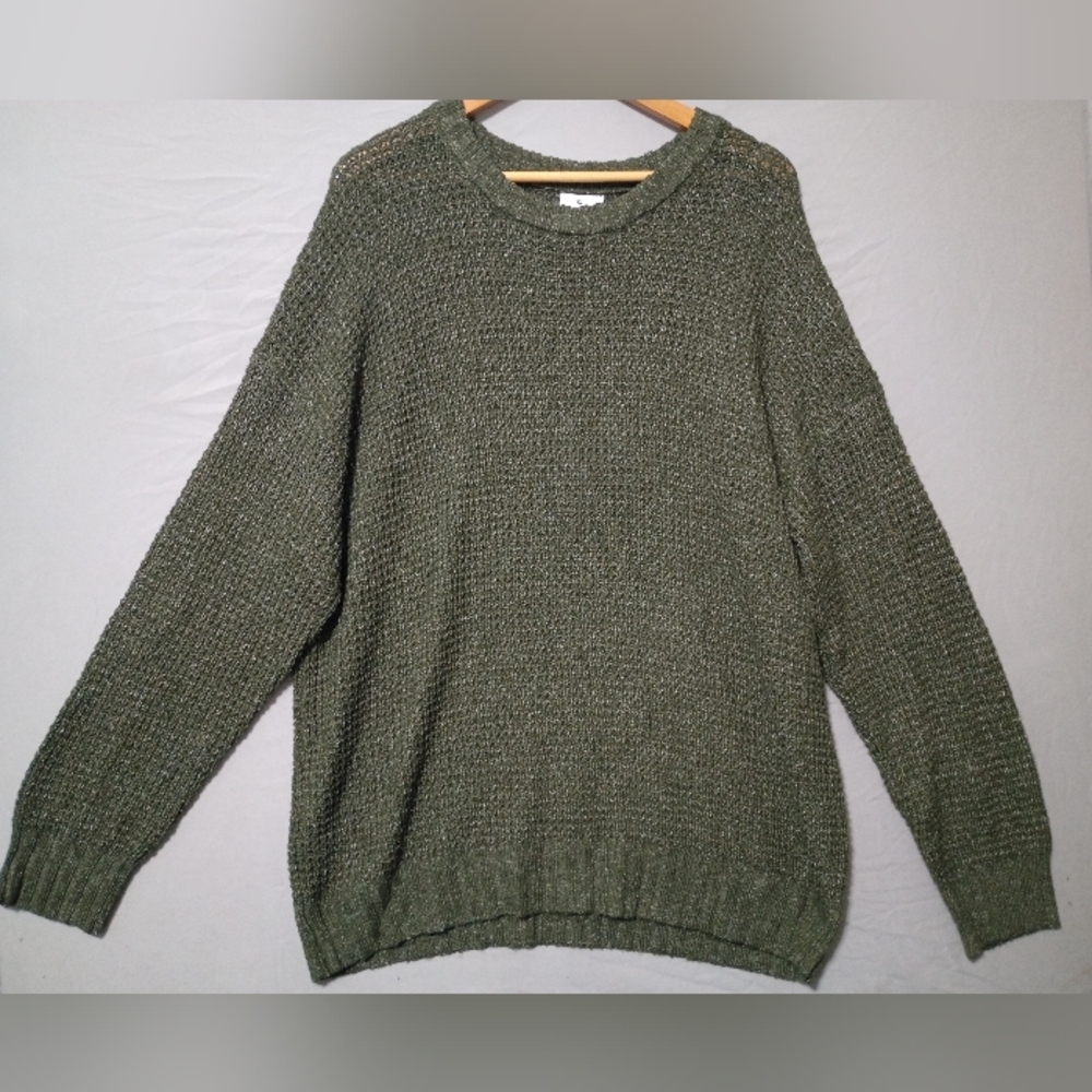 True Craft Green Knit Sweater Women's Sz XL Cozy Cottagecore Modest